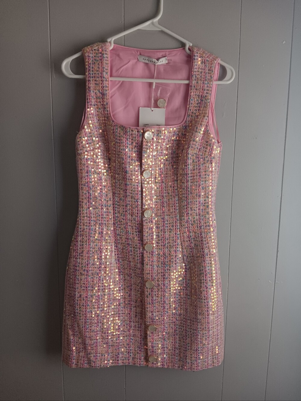 Endless Rose Sequin Tweed Pink Shift Dress Size S NEW W TAGS - Picture 2 of 10